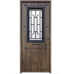Puerta de entrada metálica S100 Rustic cristal roble viejo derecha de 90x210 cm  y 100 X 210 cm.