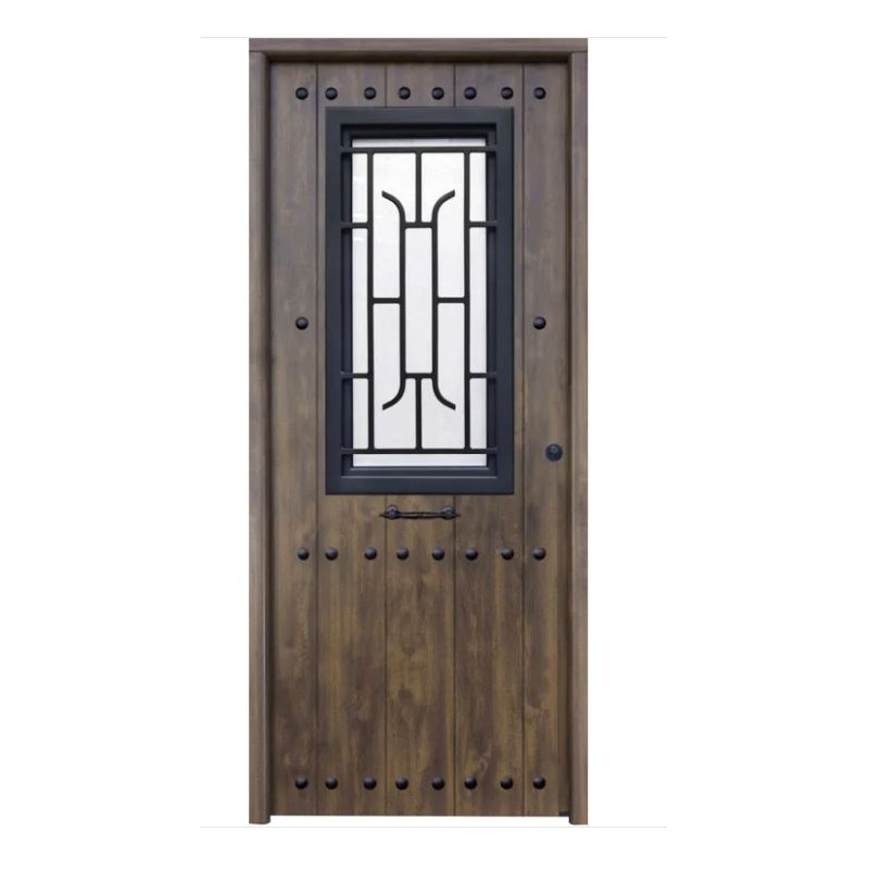 Puerta de entrada metálica S100 Rustic cristal roble viejo derecha de 90x210 cm  y 100 X 210 cm.