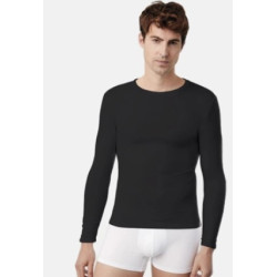 Camiseta manga larga Hombre Negro Slim Fit Ysabel Mora
