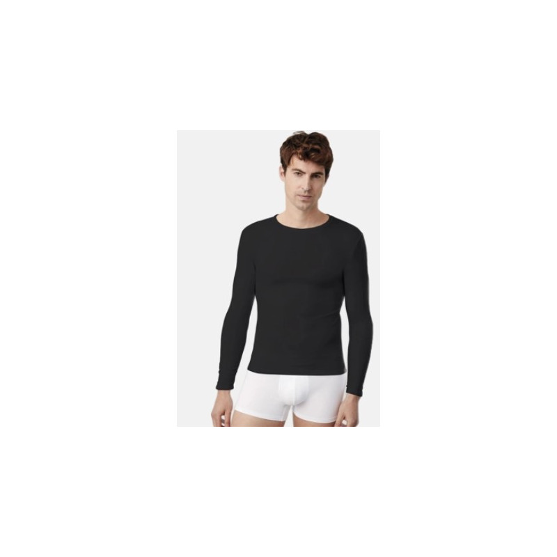 Camiseta manga larga Hombre Negro Slim Fit Ysabel Mora