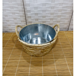 Cesta de mimbre asas interior metáfico