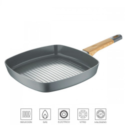Sartén Asador de Aluminio Inducción 28x28 cm SAN IGNACIO Earth Grey