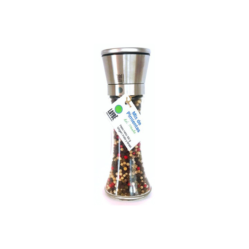Molinillo con Especies Acero Inox Mix Pimientas del Mundo Laybé 100g