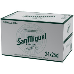 Cerveza Caja de 24 unidades San Miguel sin Glúten Botellín Tercio 33 cl