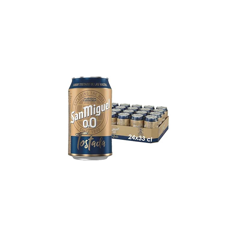 San Miguel 0,0 Tostada, Pack 24 Latas x 330ml, Cerveza Sin Alcohol San Miguel 0,0 Tostada, Pack 24 Latas x 330ml, Cerveza Sin Alcohol