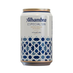 Alhambra Especial SIN, Lata de 33 cl, Cerveza Lager Sin Alcohol de Baja Fermentación. Pack 24 latas