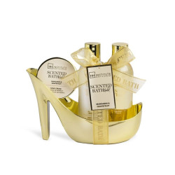 SET BAÑO ZAPATO DORADO IDC INSTITUTE BATH GOLD MINI 3PCS