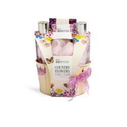 SET CESTA DE BAÑO IDC INSTITUTE COUNTRY FLOWERS BUCKET 5PCS
