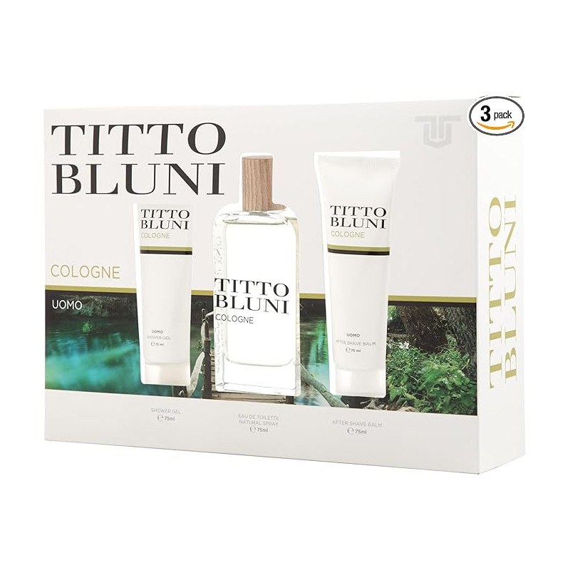 TITTO BLUNI - Cologne Uomo, Estuche de Regalo Hombre, Colonia 75 ml + After Shave 75 ml + Gel de Baño 75 ml