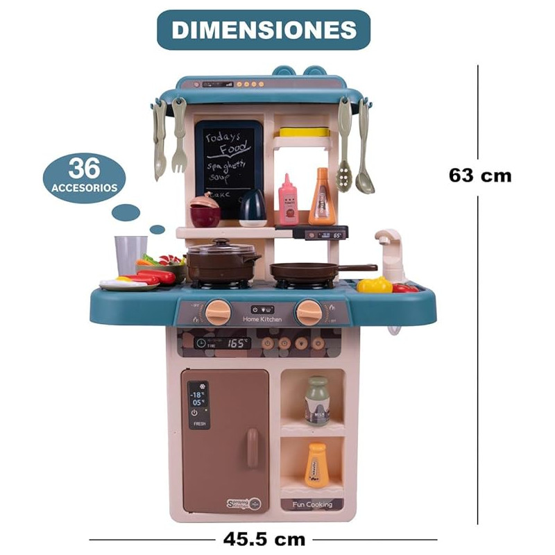 Cocina de Juguete niños Unisex, Incluye 36 Accesorios