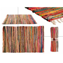 Alfombra jarapa con diseño de líneas de distintos colores fabricada en algodón Giftdecor.