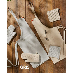 SET DELANTAL, MANOPLA Y AGARRADOR LISO GRIS ATENAS